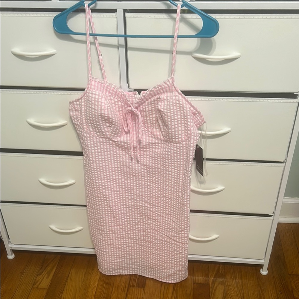 No Boundaries Pink Gingham Mini Dress